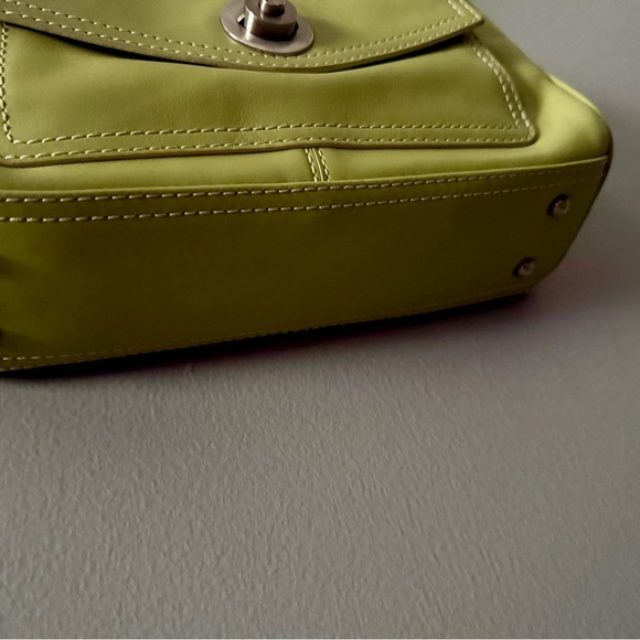 Elegant Lime Green Leather Structured Shoulder Handbag Bag Medium - Picture 3 of 15